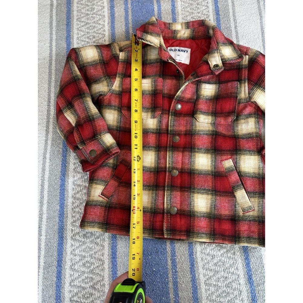 Old Navy Toddler Quilted Shacket Jacket Red Plaid Button Front 5T - Picture 3 of 8